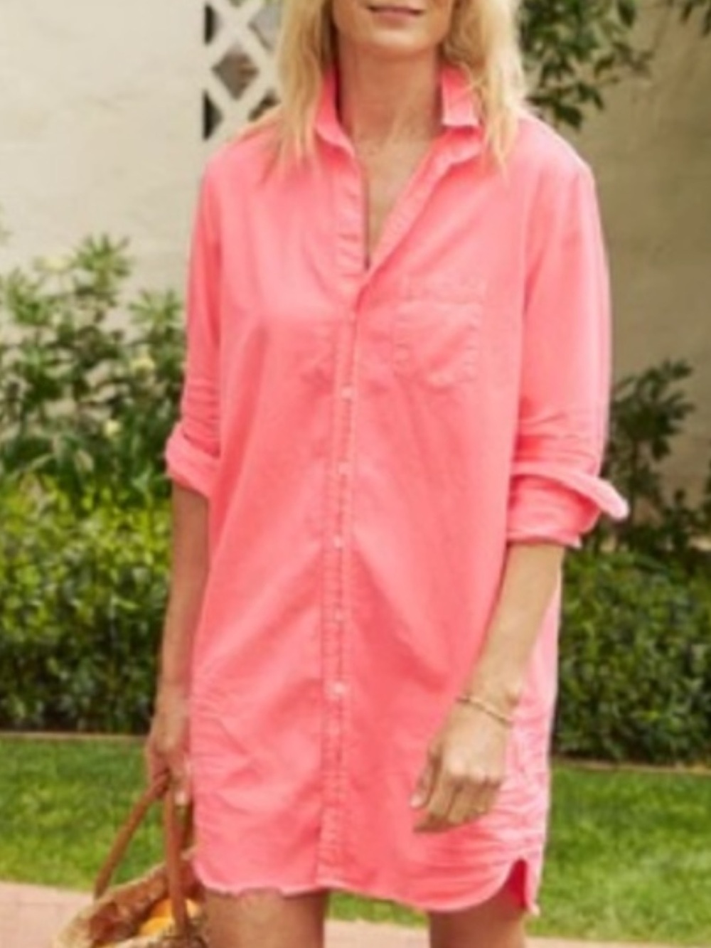 Frank & Eileen Mary Coral Button-Up Shirt Dress